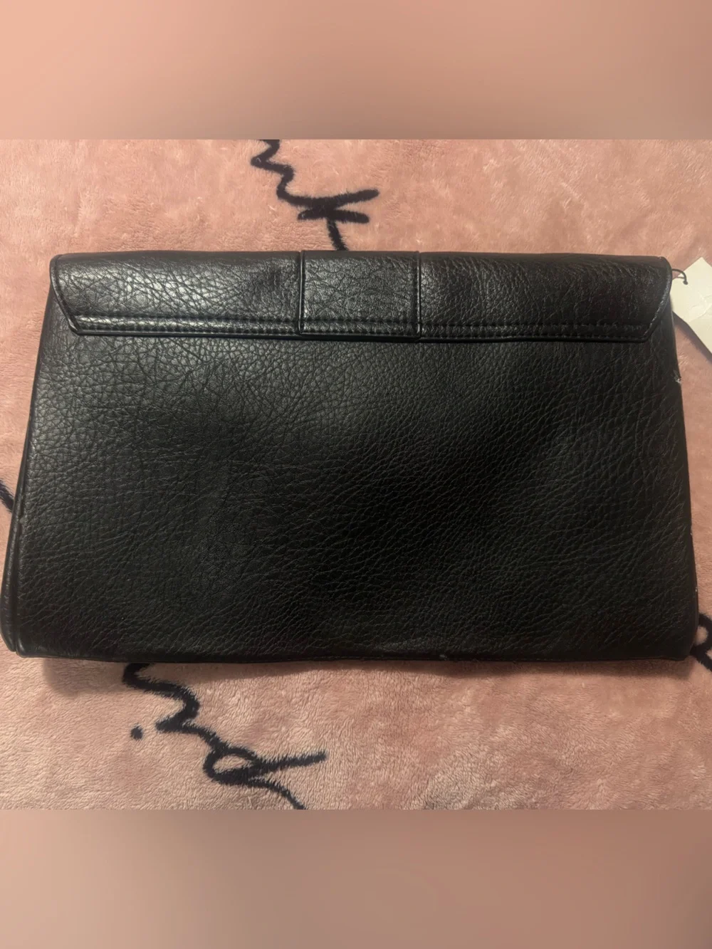 JustFab Black Envelope Clutch with Gold Accent